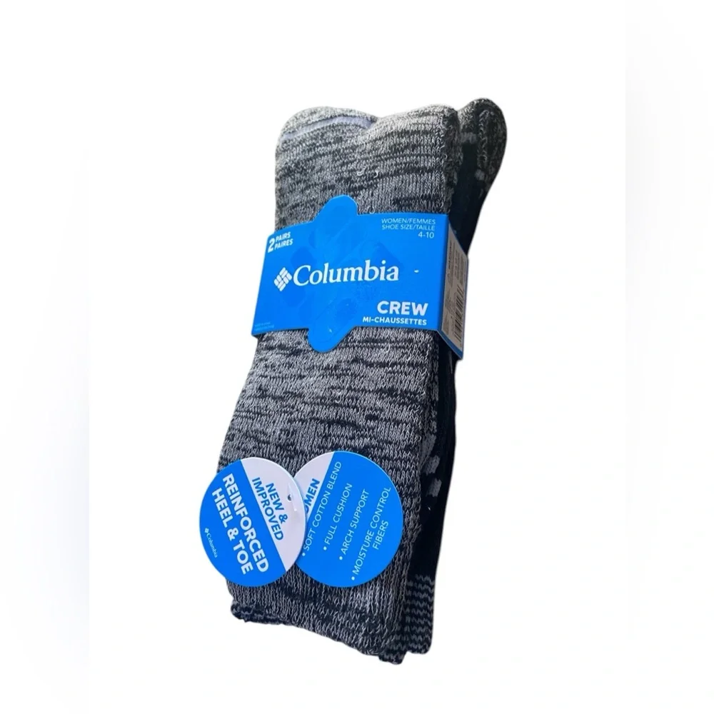Columbia 2 Pair Moisture Control Crew Socks